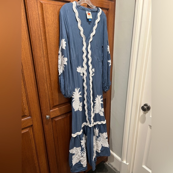 Farm Rio Anthropologie Embroidered Long-Sleeve Dress - Picture 2 of 4